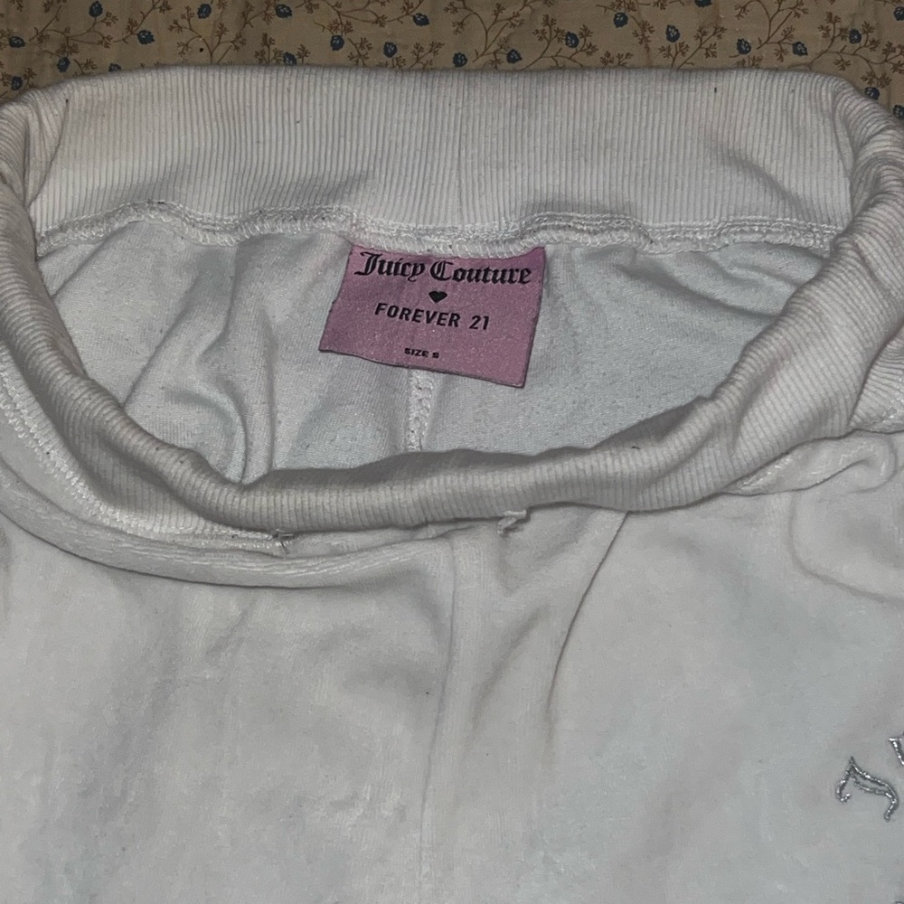 Forever 21 x Juicy Couture Rhinestone White Velour Track Pants - Picture 6 of 6